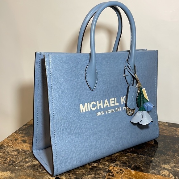 2pc 💙 Michael Kors Mirella leather tote bag blue - Picture 4 of 13